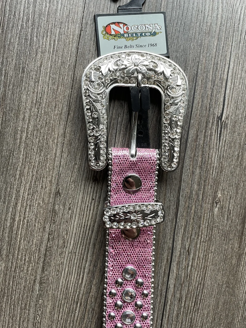 Nocona Pink Western Rhinestone Kids Belt